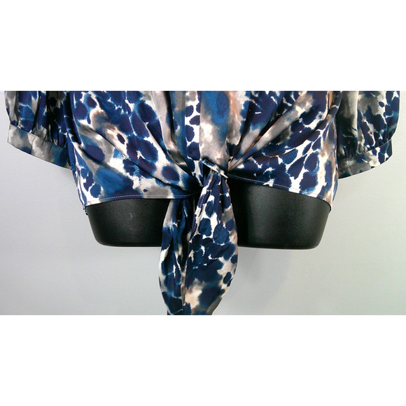 Chico's Women's 3, 16/18 Tie Waist Adjustable Button 3/4 Sleeve Midnight - Picture 4 of 8